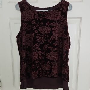 Ann Taylor Factory Dark Red Floral Sleeveless Top